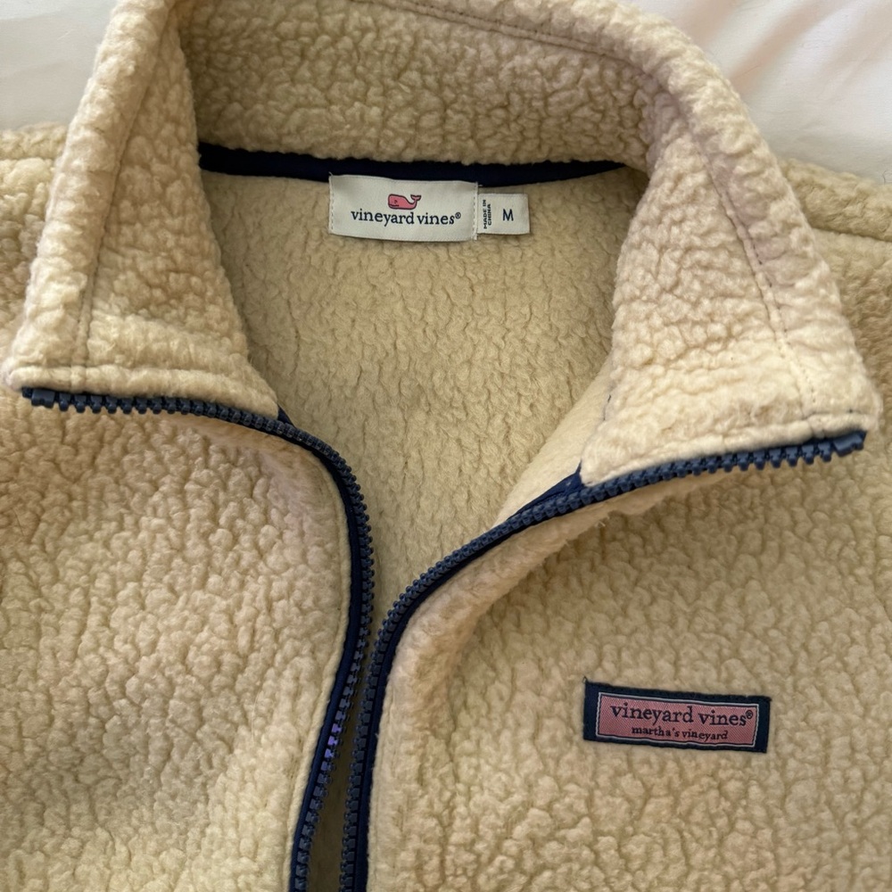 Vineyard Vines Cream Sherpa Fleece Pullover - Picture 4 of 6
